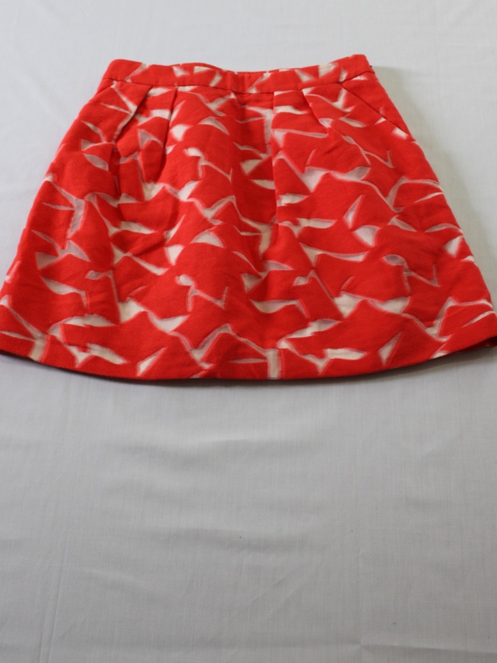 Viktor & Rolf Red Abstract Print Pleated Mini Skirt Size 38 Made in Italy